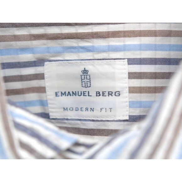 Emanuel Berg Men's Modern Fit Button up Dress Shirt‎ Seersucker size XL - Picture 3 of 9